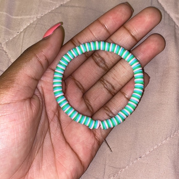 light pink, dark green, and light blue bracelet - Picture 3 of 4